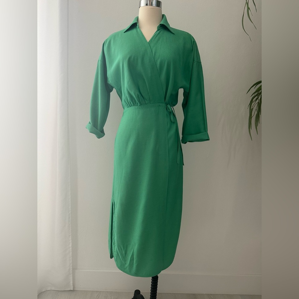 Elegant Green Wrap Dress